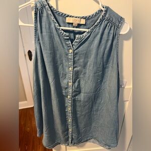 Womens Sleeveless Buttondown